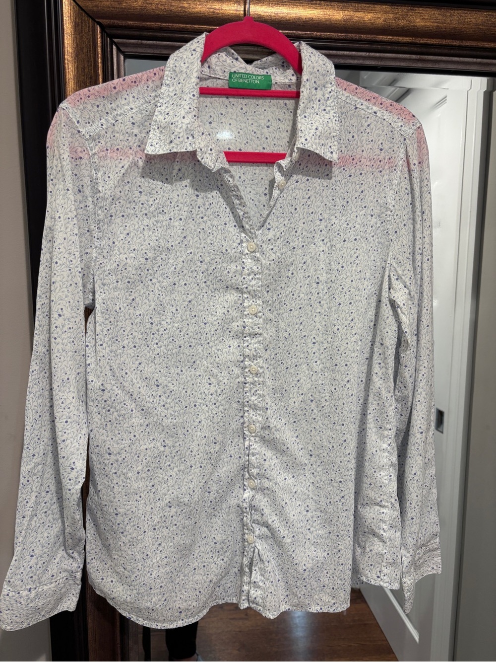United Colors Of Benetton White Tiny Floral Button-Down Shirt